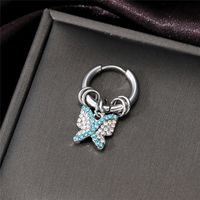 1 Piece Punk Cross Butterfly Stainless Steel Enamel Plating Inlay Zircon Drop Earrings sku image 6