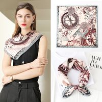 Women's Simple Style Printing Satin Silk Scarves sku image 5