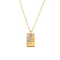 Mode Carré En Acier Inoxydable Placage Incrustation Zircon Pendentif Collier 1 Pièce sku image 10