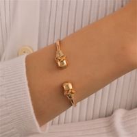 Stainless Steel Brass Metal Classic Style Streetwear Hip-Hop Hollow Out Plating Inlay Animal Zircon Artificial Crystal Artificial Pearls Wristband Bangle main image 2