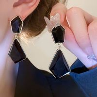 Korean Style Rhombus Alloy Inlay Artificial Gemstones Women's Drop Earrings main image 3