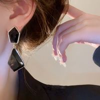 Korean Style Rhombus Alloy Inlay Artificial Gemstones Women's Drop Earrings main image 4