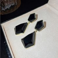 Estilo Coreano Rombo Aleación Embutido Piedras Preciosas Artificiales Mujeres Pendientes De Gota sku image 1
