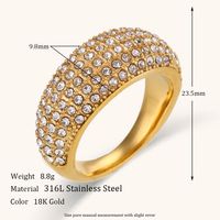 Lady Round Stainless Steel Plating Inlay Artificial Gemstones Rings main image 4