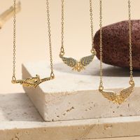 Mama Letter Wings Copper 14k Gold Plated Zircon Pendant Necklace In Bulk main image 1