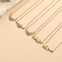 Mama Letter Wings Copper 14k Gold Plated Zircon Pendant Necklace In Bulk main image 7