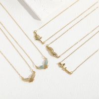 Mama Letter Wings Copper 14k Gold Plated Zircon Pendant Necklace In Bulk main image 4