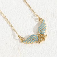 Mama Letter Wings Copper 14k Gold Plated Zircon Pendant Necklace In Bulk sku image 5