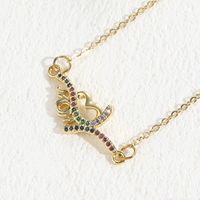 Mama Letter Wings Copper 14k Gold Plated Zircon Pendant Necklace In Bulk sku image 1