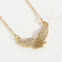 Mama Letter Wings Copper 14k Gold Plated Zircon Pendant Necklace In Bulk sku image 4