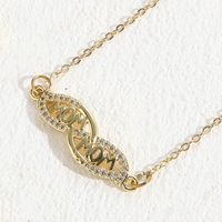 Mama Letter Wings Copper 14k Gold Plated Zircon Pendant Necklace In Bulk sku image 2