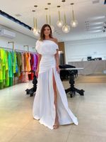 Frau Trompetenkleid Sexy Bootshals Reißverschluss Ärmellos Einfarbig Maxi Langes Kleid Täglich main image 5