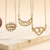 Elegant Mama Letter Heart Shape Copper 14k Gold Plated Zircon Pendant Necklace In Bulk main image 1