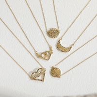 Elegant Mama Letter Heart Shape Copper 14k Gold Plated Zircon Pendant Necklace In Bulk main image 2