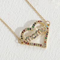 Elegant Mama Letter Heart Shape Copper 14k Gold Plated Zircon Pendant Necklace In Bulk sku image 5