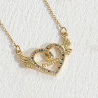 Elegant Mama Letter Heart Shape Copper 14k Gold Plated Zircon Pendant Necklace In Bulk sku image 4