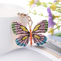 Retro Butterfly Zinc Alloy Inlay Rhinestones Women's Bag Pendant Keychain sku image 2
