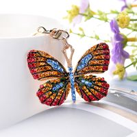Retro Butterfly Zinc Alloy Inlay Rhinestones Women's Bag Pendant Keychain sku image 3