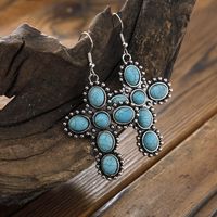 Style Simple Traverser Alliage Incruster Turquoise Femmes Boucles D'oreilles sku image 1