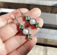 1 Pair Retro Ethnic Style Round Rhombus Inlay Alloy Artificial Pearls Rhinestones Drop Earrings main image 3