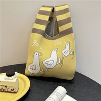 Women's Vintage Style Stripe Heart Shape Butterfly Knit Shopping Bags sku image 96