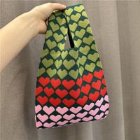 Women's Vintage Style Stripe Heart Shape Butterfly Knit Shopping Bags sku image 100