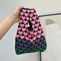 Women's Vintage Style Stripe Heart Shape Butterfly Knit Shopping Bags sku image 99