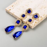 Elegant Baroque Style Square Water Droplets Alloy Plating Inlay Rhinestones Glass Gold Plated Silver Plated Women's Drop Earrings main image 10