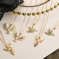 Einfacher Stil Pendeln Vogel Kupfer 18 Karat Vergoldet Zirkon Halskette Mit Anhänger In Masse main image 2