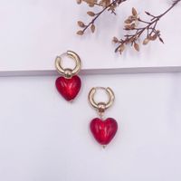 Simple Style Heart Shape Alloy Acetic Acid Sheets Women's Drop Earrings sku image 1