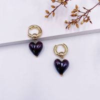 Simple Style Heart Shape Alloy Acetic Acid Sheets Women's Drop Earrings sku image 7