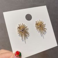 Ins Style Simple Style Fireworks Alloy Plating Inlay Rhinestones Women's Ear Studs main image 4