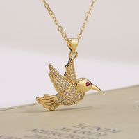Einfacher Stil Pendeln Vogel Kupfer 18 Karat Vergoldet Zirkon Halskette Mit Anhänger In Masse sku image 1