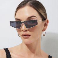 Lady Simple Style Solid Color Ac Special-shaped Mirror Full Frame Women's Sunglasses sku image 1