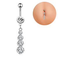 Retro Sexy Tree Crown Butterfly Stainless Steel Inlay Zircon Belly Ring 1 Piece main image 3
