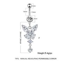 Retro Sexy Tree Crown Butterfly Stainless Steel Inlay Zircon Belly Ring 1 Piece main image 2
