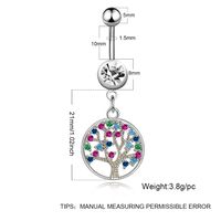 Retro Sexy Tree Crown Butterfly Stainless Steel Inlay Zircon Belly Ring 1 Piece sku image 4