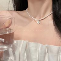 Wholesale Jewelry Ins Style Elegant Heart Shape Flower Bow Knot Imitation Pearl Alloy Necklace sku image 5