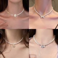 Wholesale Jewelry Ins Style Elegant Heart Shape Flower Bow Knot Imitation Pearl Alloy Necklace main image 3