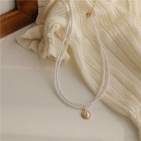 Wholesale Jewelry Ins Style Elegant Heart Shape Flower Bow Knot Imitation Pearl Alloy Necklace sku image 1