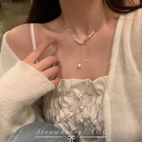Wholesale Jewelry Ins Style Elegant Heart Shape Flower Bow Knot Imitation Pearl Alloy Necklace sku image 2