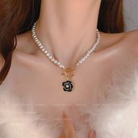 Wholesale Jewelry Ins Style Elegant Heart Shape Flower Bow Knot Imitation Pearl Alloy Necklace sku image 6