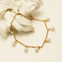 Casual Vacation Round 304 Stainless Steel Plating Artificial Pearls 18K Gold Plated Women'S Anklet main image 5