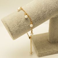 Casual Vacation Round 304 Stainless Steel Plating Artificial Pearls 18K Gold Plated Women'S Anklet main image 3