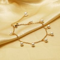 Casual Vacation Round 304 Stainless Steel Plating Artificial Pearls 18K Gold Plated Women'S Anklet main image 4