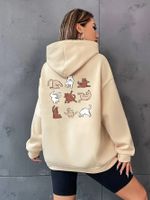 Women's Hoodie Long Sleeve Hoodies & Sweatshirts Printing Pocket Simple Style Cartoon Cat main image 10