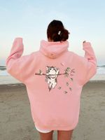 Femmes Sweat À Capuche Manche Longue Hoodies Et Pulls Molletonnés Impression Poche Style Simple Dessin Animé Chat main image 3