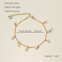 Casual Vacation Round 304 Stainless Steel Plating Artificial Pearls 18K Gold Plated Women'S Anklet sku image 1