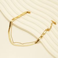 Vacation Simple Style Solid Color 304 Stainless Steel Plating Titanium Steel 18K Gold Plated Women'S Anklet main image 2