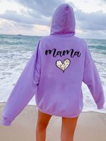 Women's Hoodie Long Sleeve Hoodies & Sweatshirts Printing Pocket Mama Simple Style Letter Heart Shape main image 7